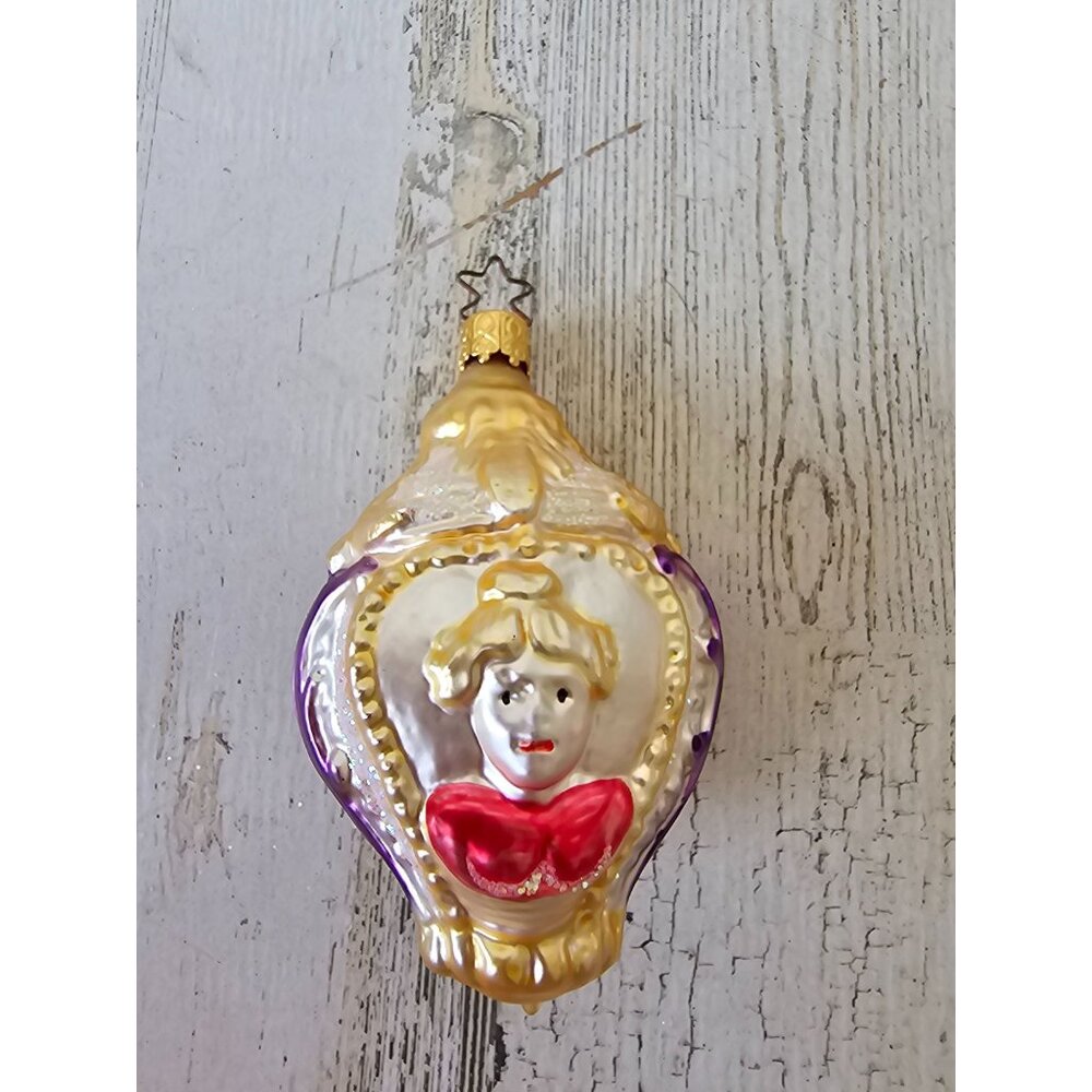Vintage Inge‎ glas Victorian rose bottle ornament Xmas tree glitter